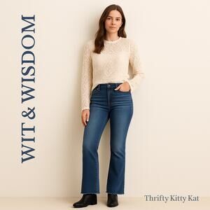 Wit & Wisdom Bootcut Jeans Stretch Tummy Control Raw Hem Indigo Zip Fly 8x29